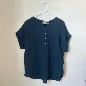Navy blue cotton gauze top
